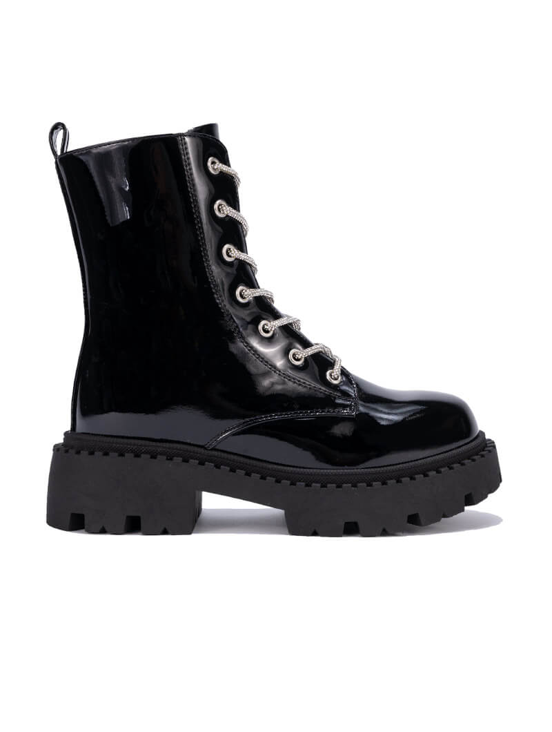 Bottines avec lacets en strass